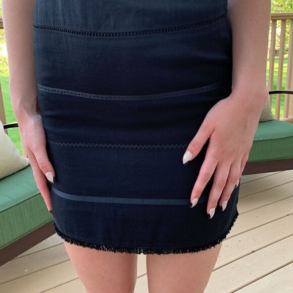 Black Fringe Linen Party Dress size 4‎ - Picture 5 of 10